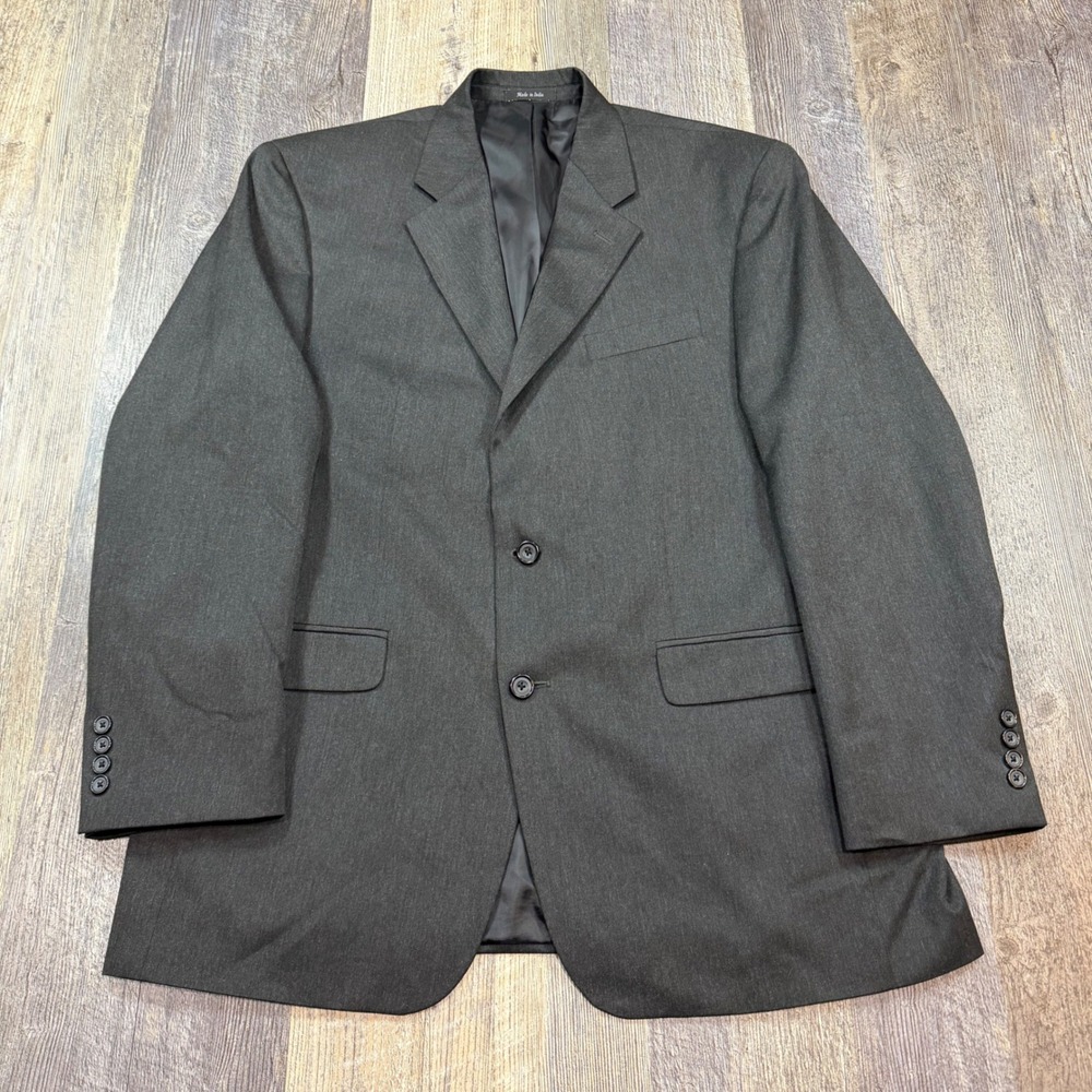 John Henry Blazer Mens 42 Charcoal Gray 2 Button Modern Sport Coat Jacket